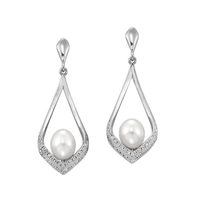 Silver White Pearl Earring