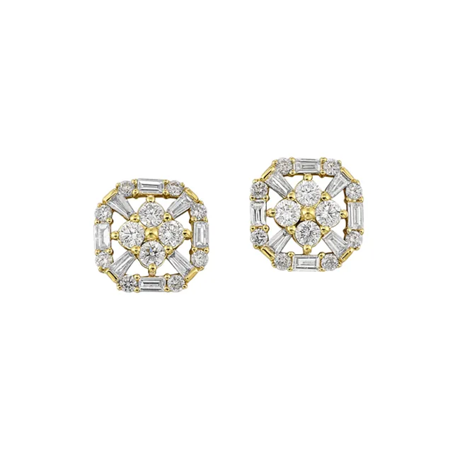 14Kt Yellow Gold Diamond 1Ctw Earring