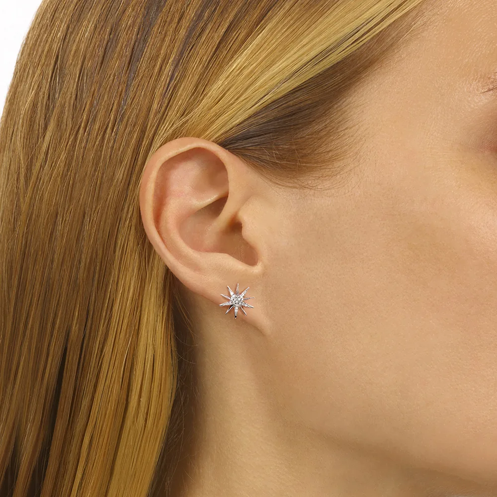 Silver White Diamond 1/10Ctw Earring view 2