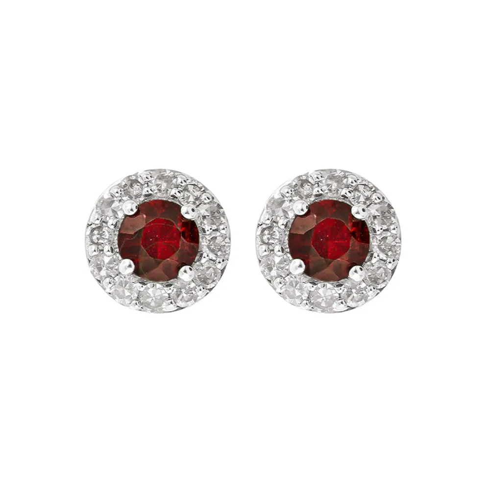 10Kt White Gold Diamond 1/7Ctw & Ruby 1/3Ctw Earring