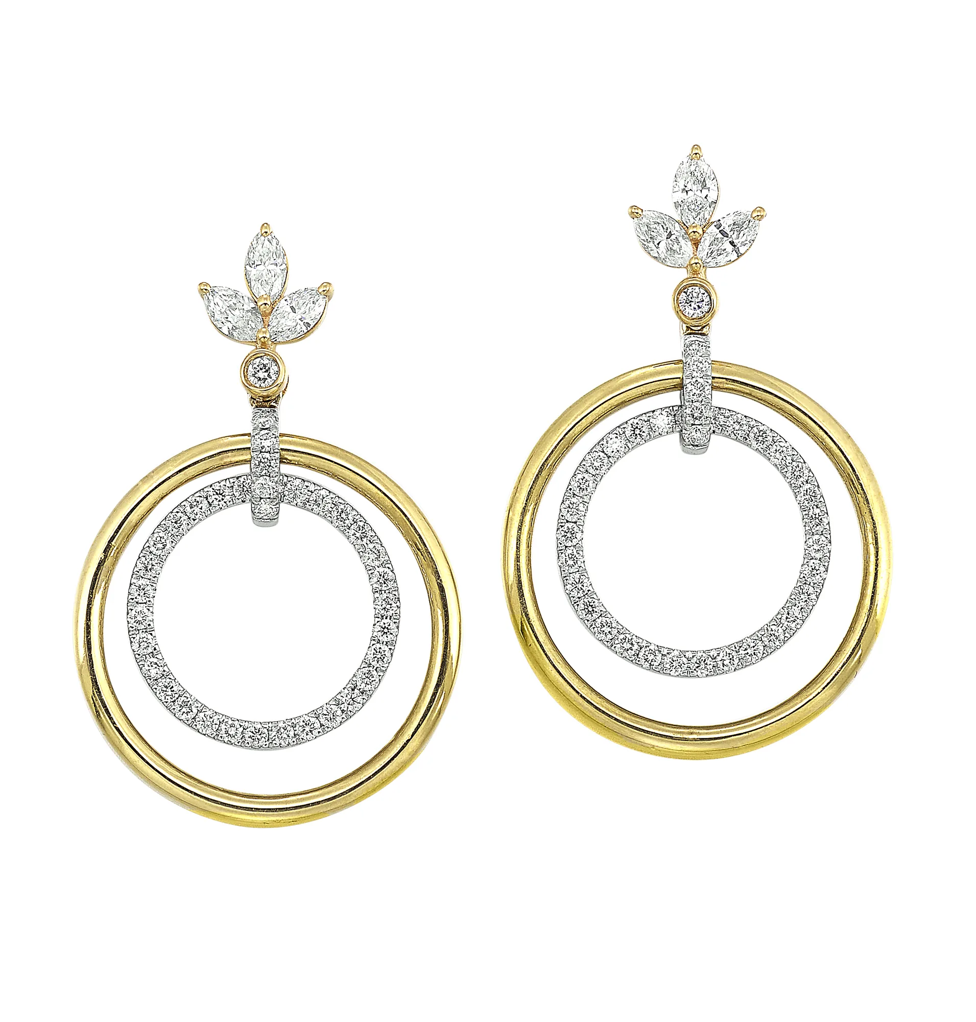 14Kt White Yellow Gold Diamond 3/4Ctw Earring