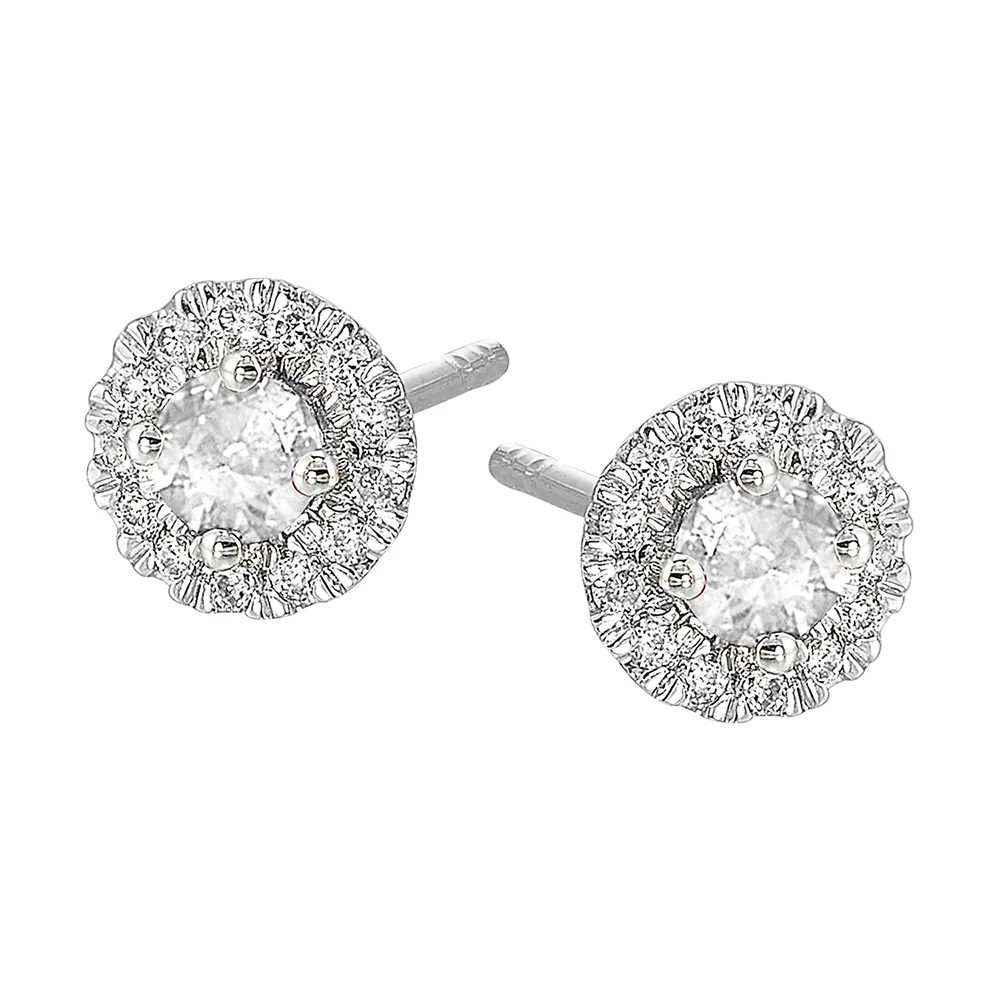 10Kt White Gold Diamond 1/10Ctw & White Topaz 1/4Ctw Earring view 2