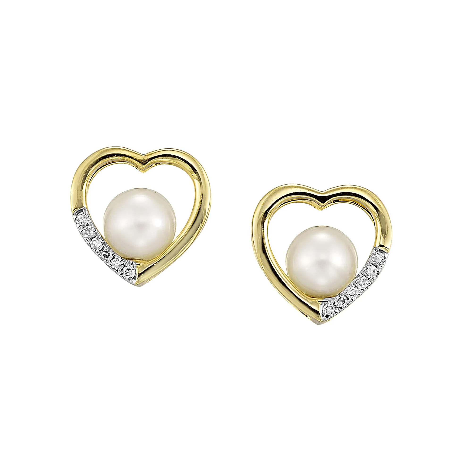 14Kt Yellow Gold Diamond 1/20Ctw & Pearl Earring
