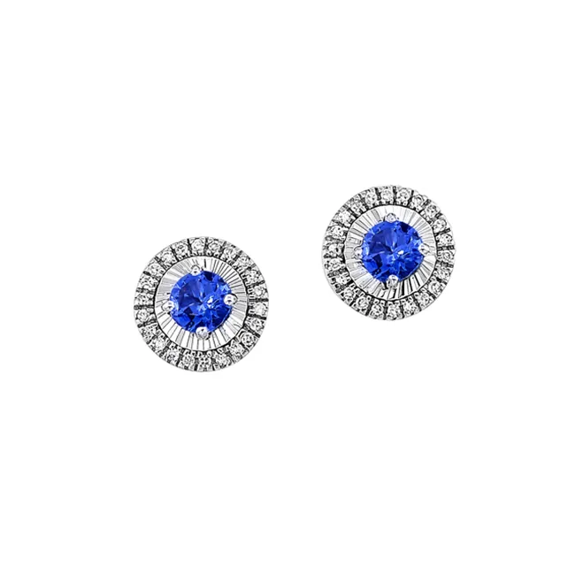 10Kt White Gold Diamond 1/25Ctw & Blue Topaz 1/5Ctw Earring