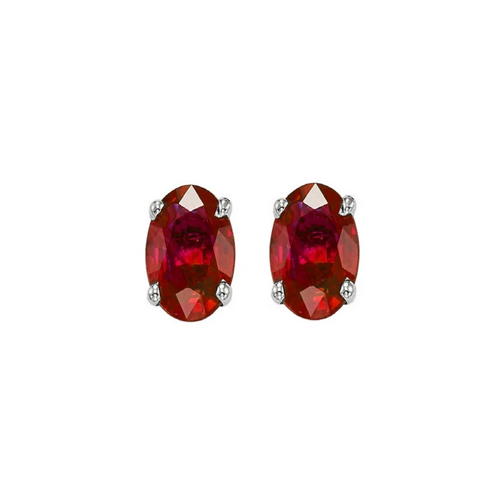14Kt White Gold Ruby 1Ctw Earring view 2