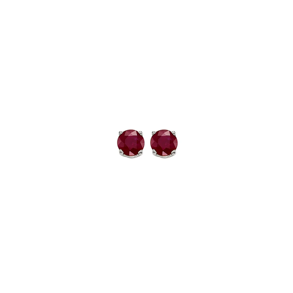 14Kt White Gold Ruby 1/4Ctw Earring