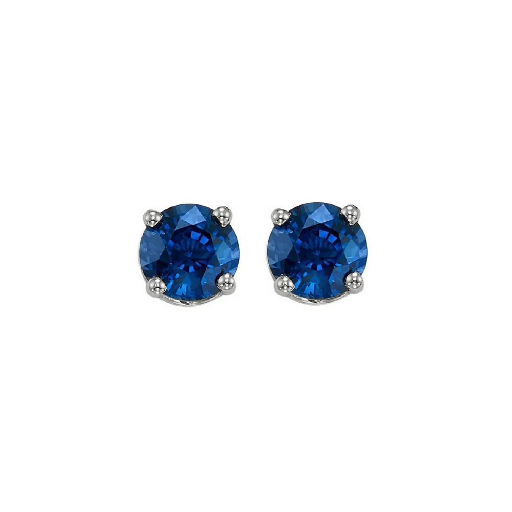 14Kt White Gold Sapphire 1Ctw Earring view 2