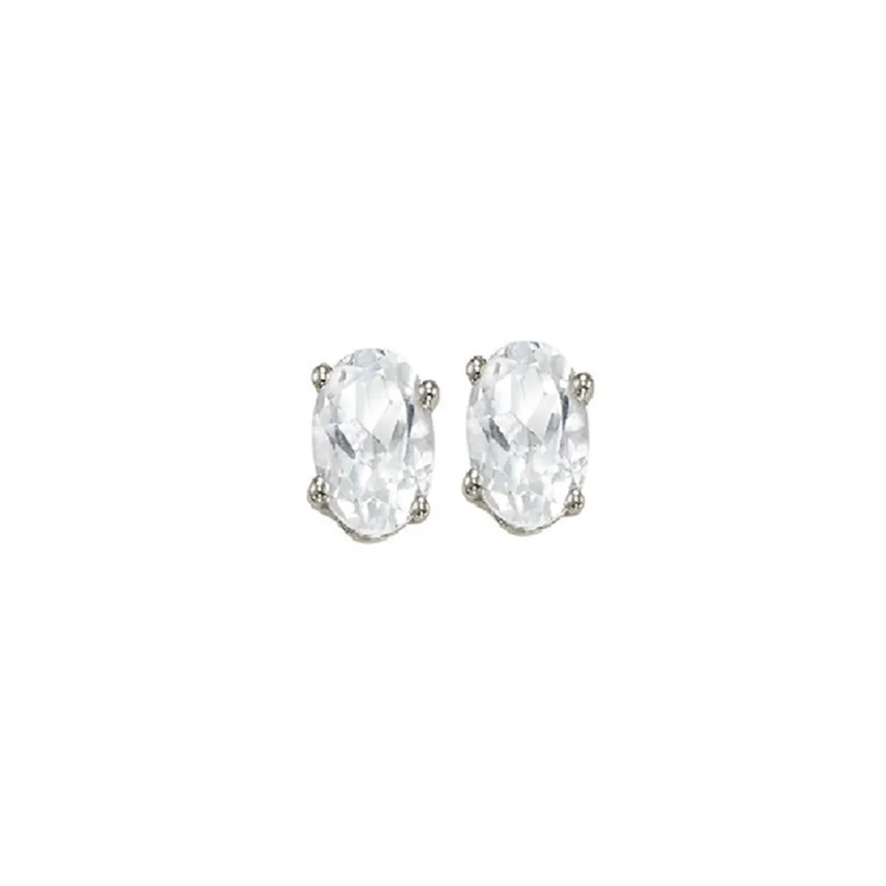 14Kt White Gold White Topaz 7/8Ctw Earring