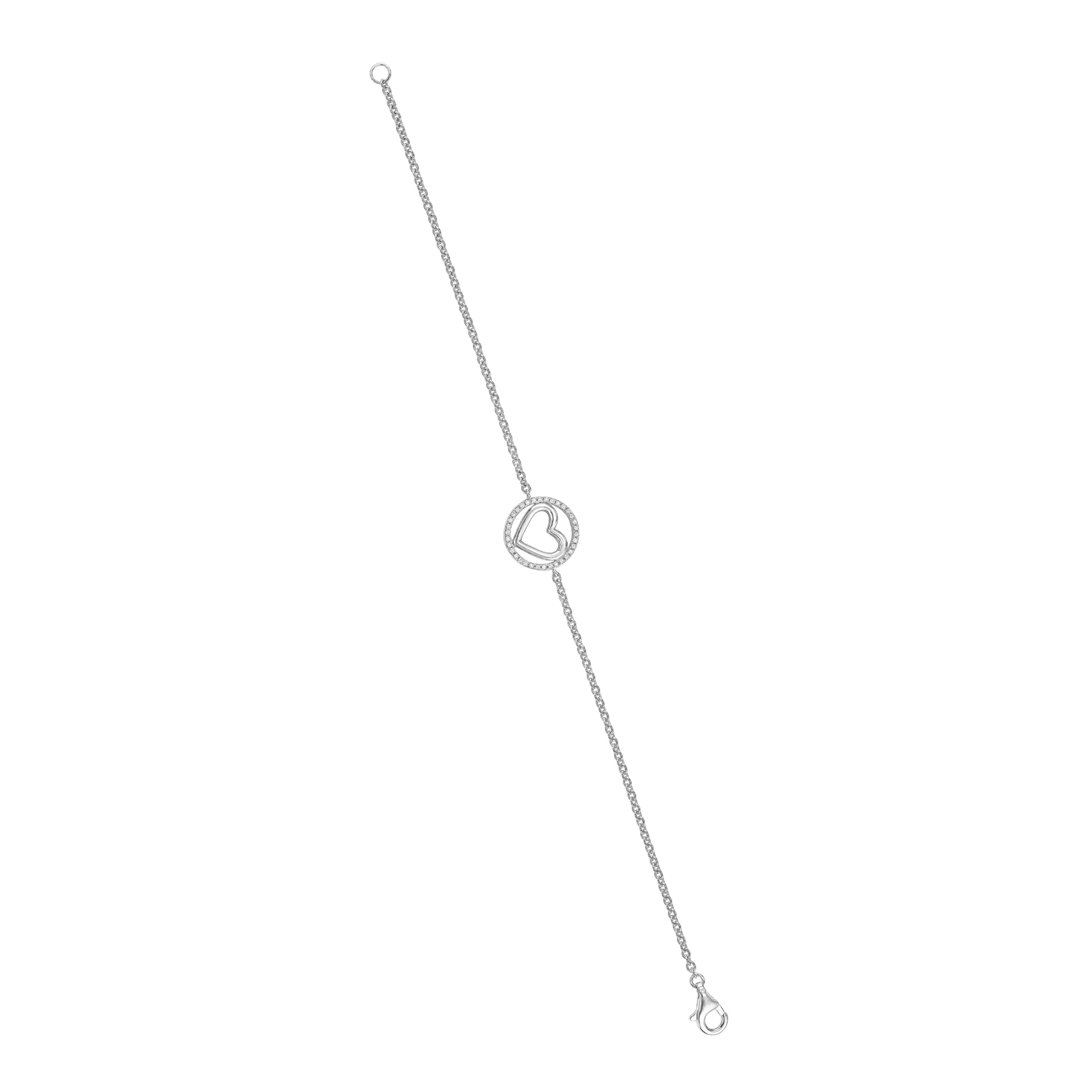 Silver White Diamond 1/10Ctw Bracelet