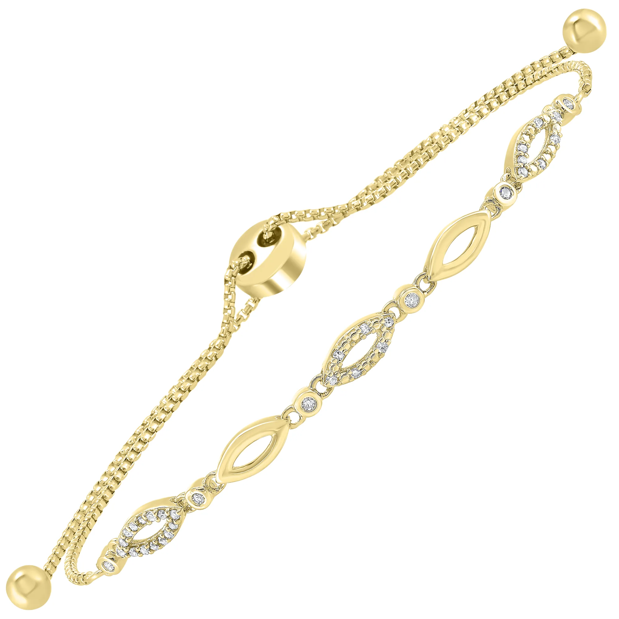 Silver Yellow Diamond 1/8Ctw Bracelet