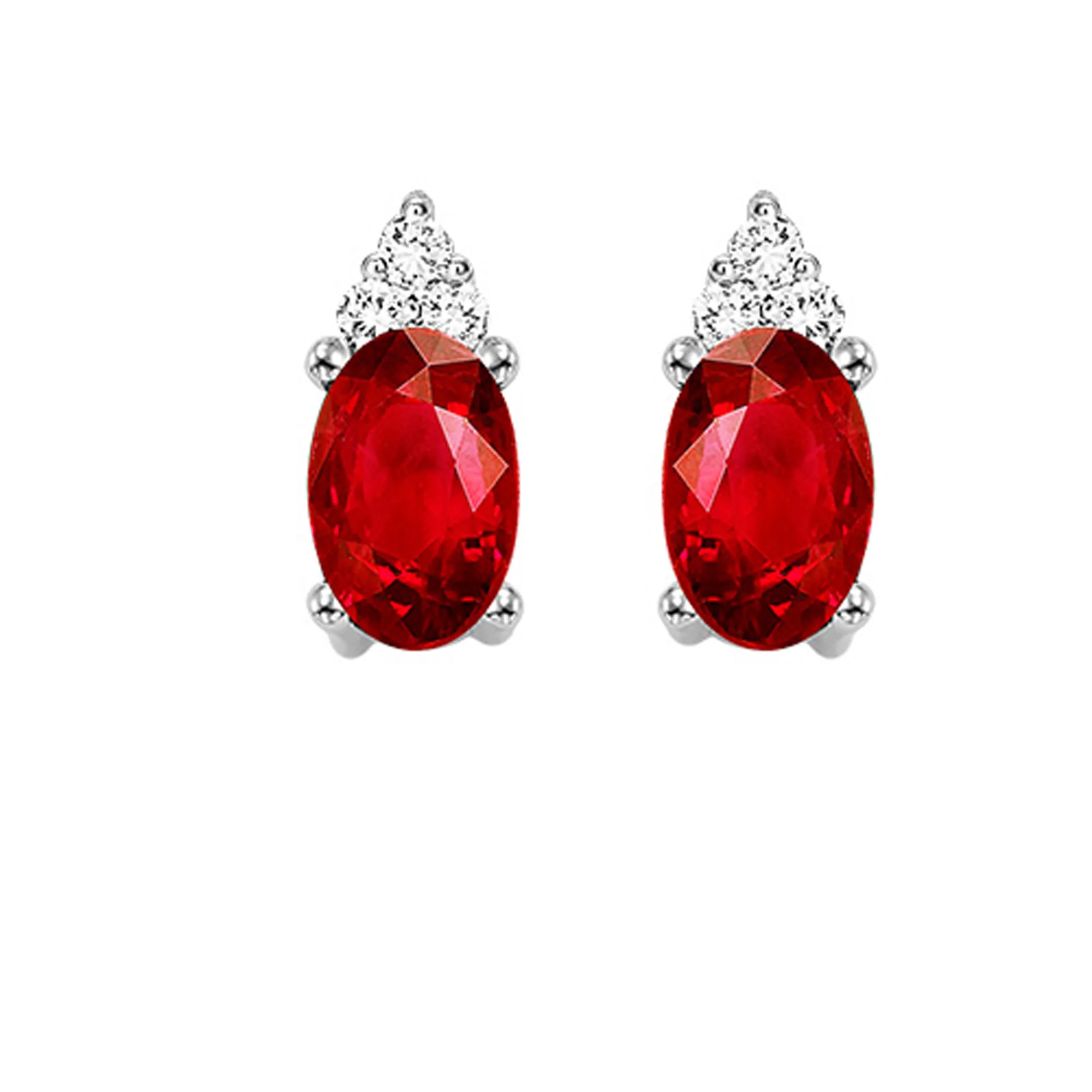 10Kt White Gold Diamond 1/25Ctw & Garnet 5/8Ctw Earring