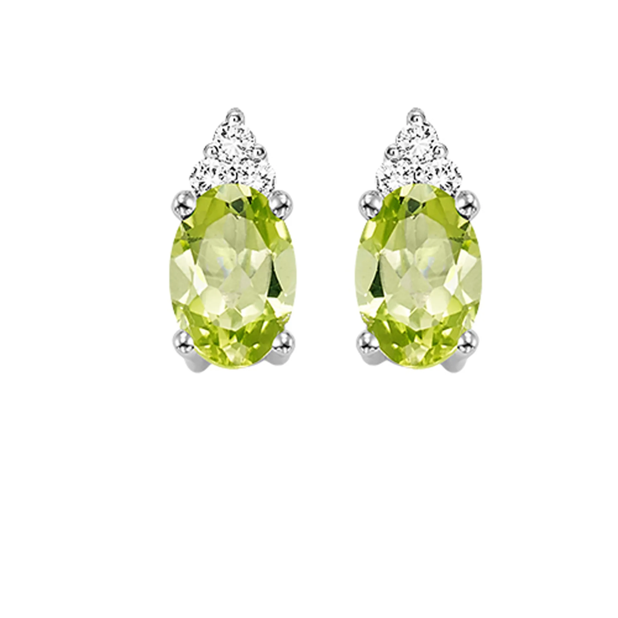 10Kt White Gold Diamond 1/25Ctw & Peridot 5/8Ctw Earring