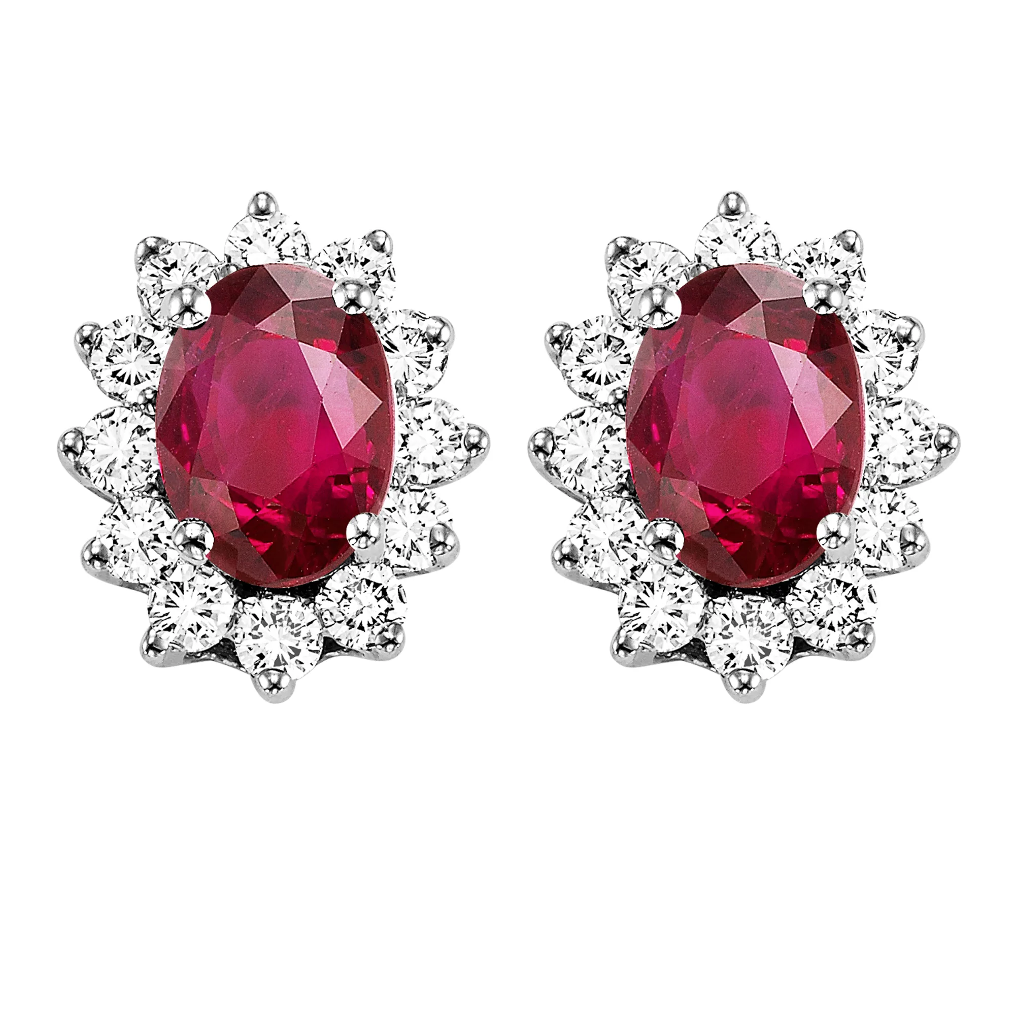 14Kt White Gold Diamond 3/8Ctw & Ruby 1 1/10Ctw Earring
