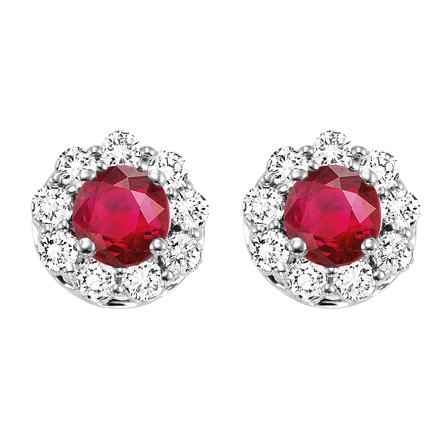 14Kt White Gold Diamond 7/8Ctw & Ruby 5/8Ctw Earring
