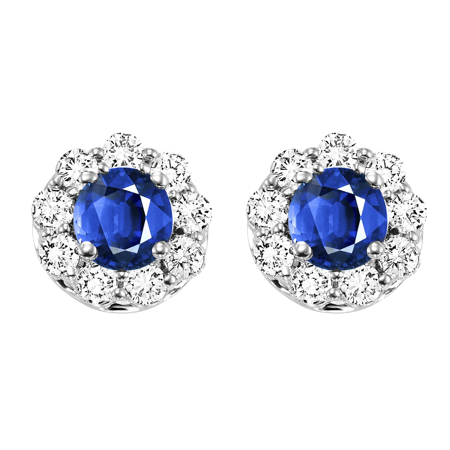 14Kt White Gold Diamond 3/4Ctw & Sapphire 5/8Ctw Earring