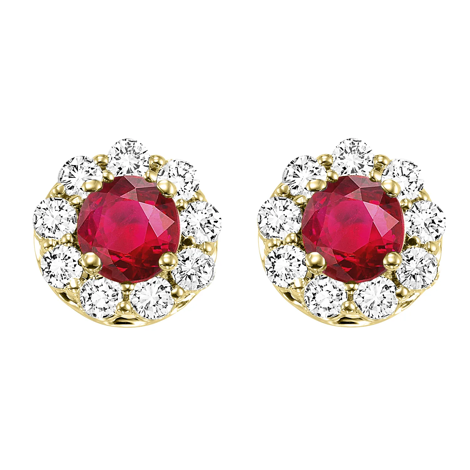 14Kt Yellow Gold Diamond 5/6Ctw & Ruby 5/8Ctw Earring