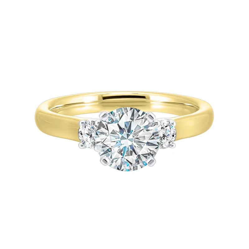 14Kt White Yellow Semi Mount 1/4Ctw For 1Ctw Round Center