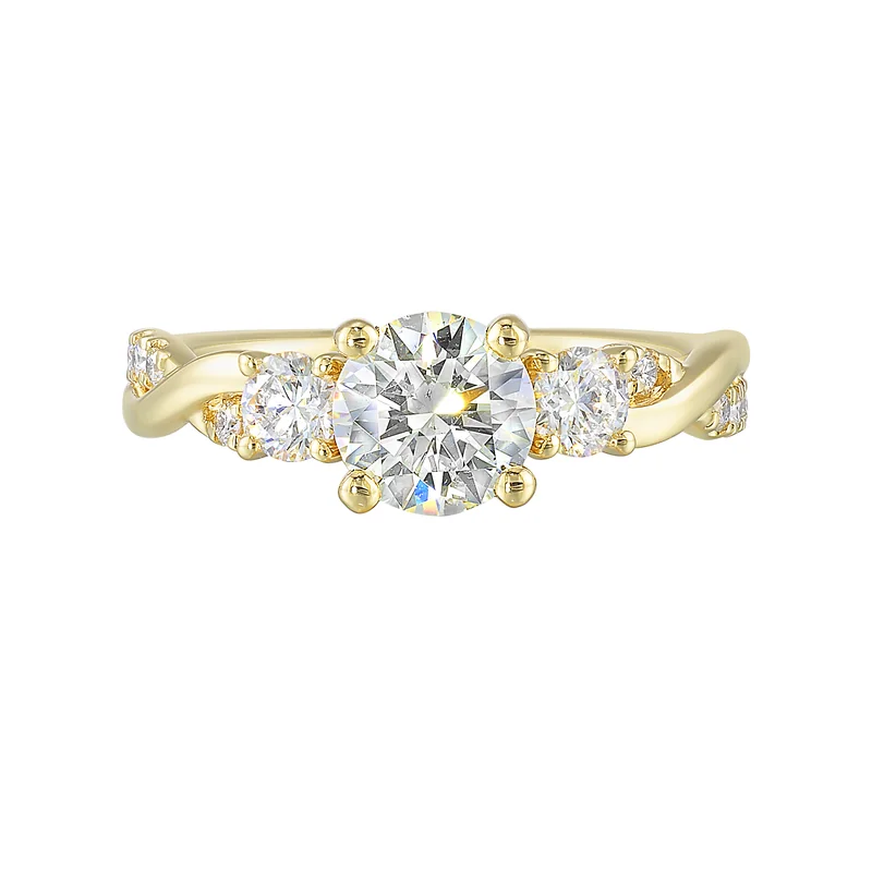 14Kt Yellow Semi Mount 1/2Ctw For 1Ctw Round Center