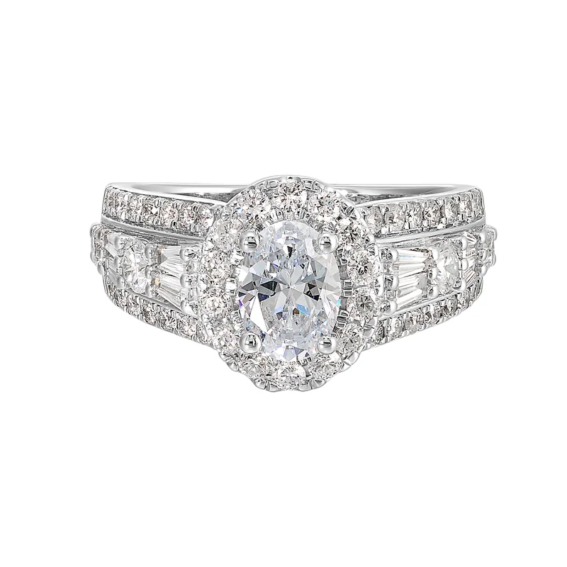 14Kt White Semi Mount 1 1/7Ctw For 1Ctw Oval Center