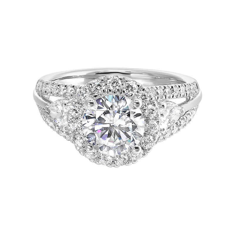 14Kt White Semi Mount 1 1/7Ctw For 1 1/2Ctw Round Center