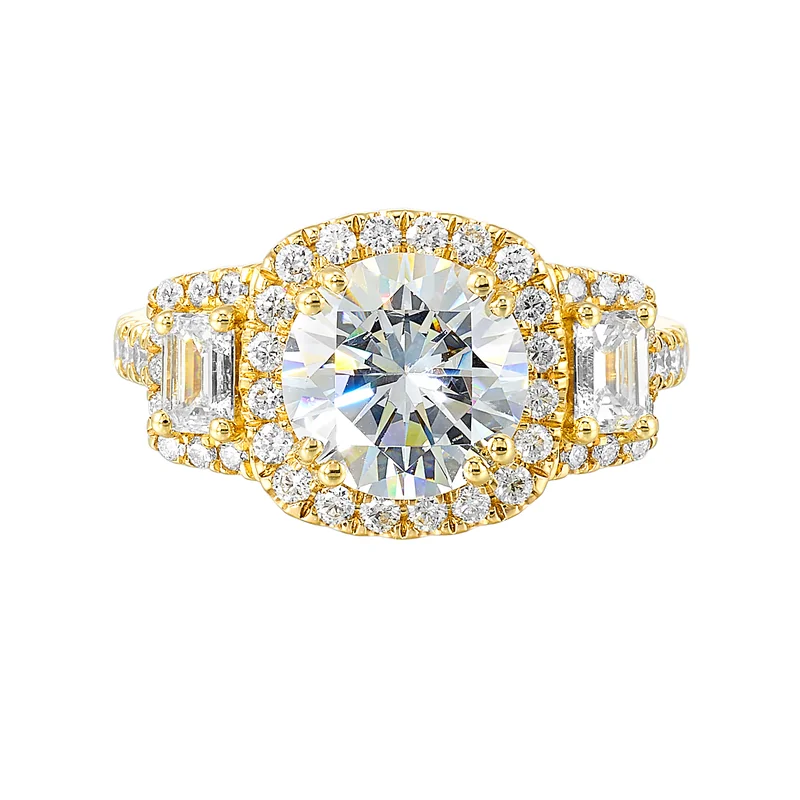 14Kt Yellow Semi Mount 1 1/6Ctw For 2Ctw Round Center