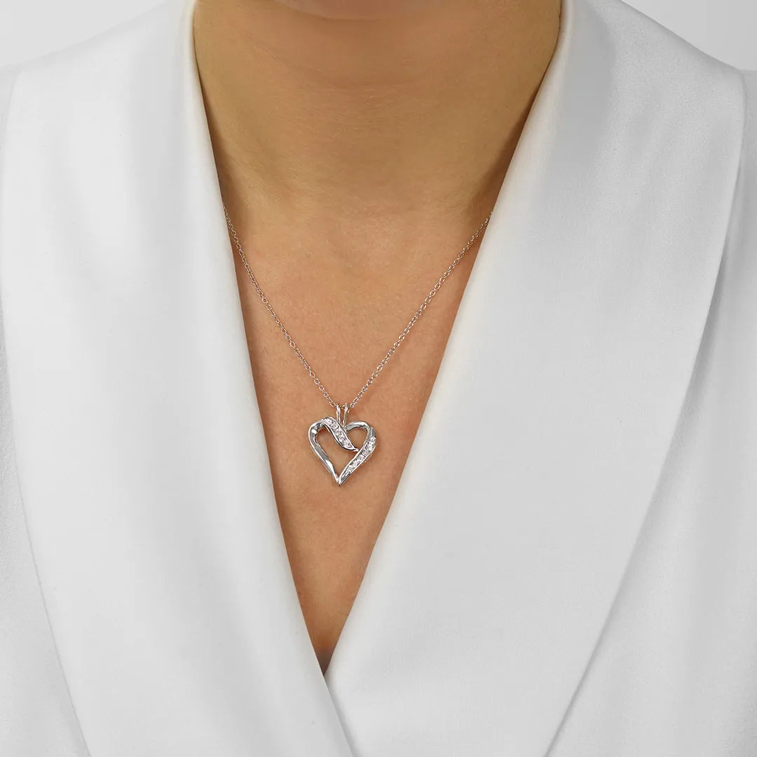 Silver White Diamond 1/50Ctw Pendant view 2