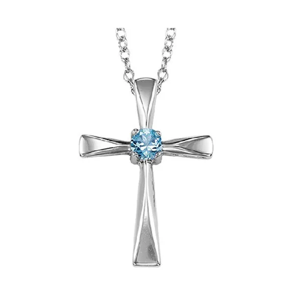 Silver White Blue Topaz 1/5Ctw Pendant