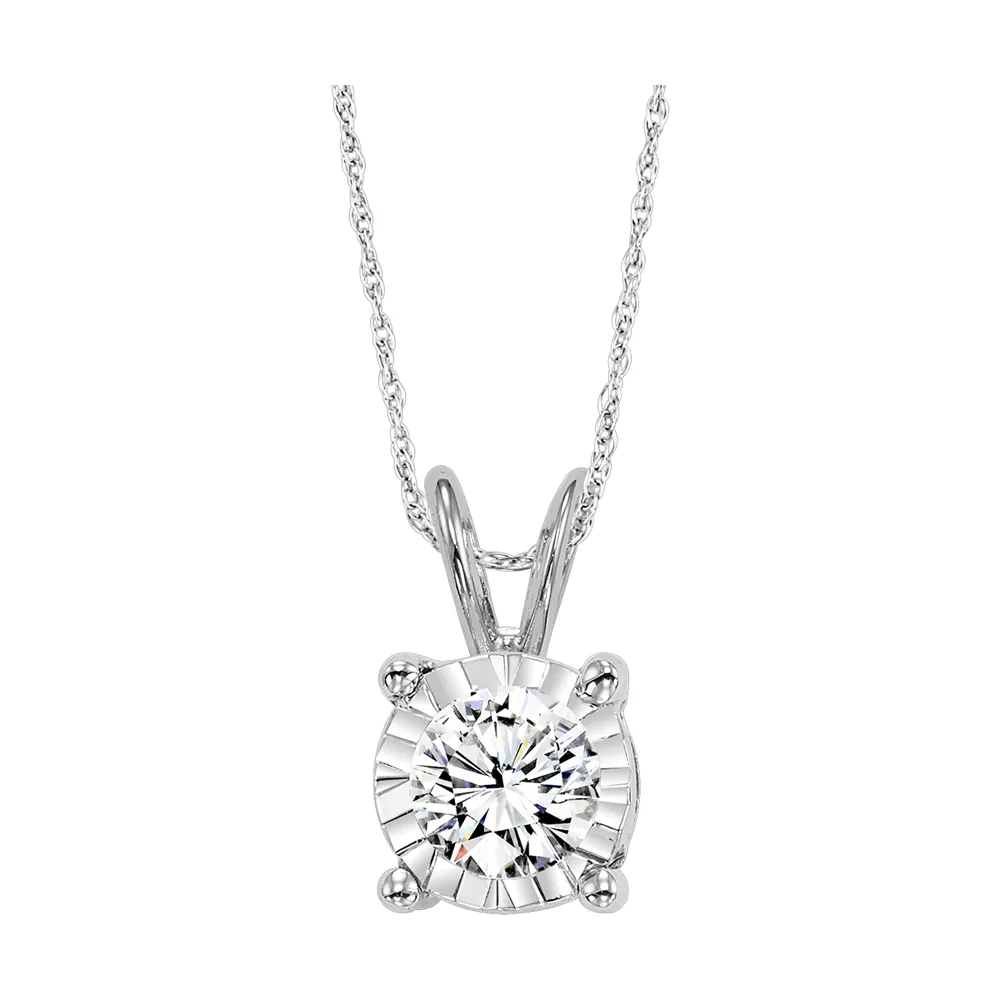 14Kt White Gold Diamond 1/10Ctw Pendant