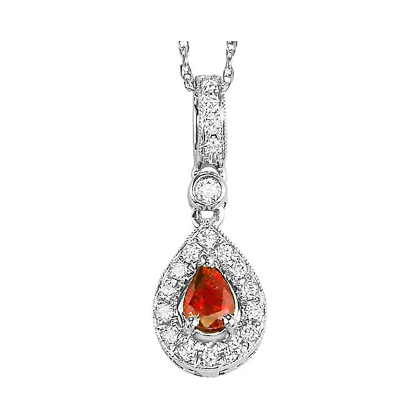 14Kt White Gold Diamond 1/10Ctw & Ruby 1/4Ctw Pendant