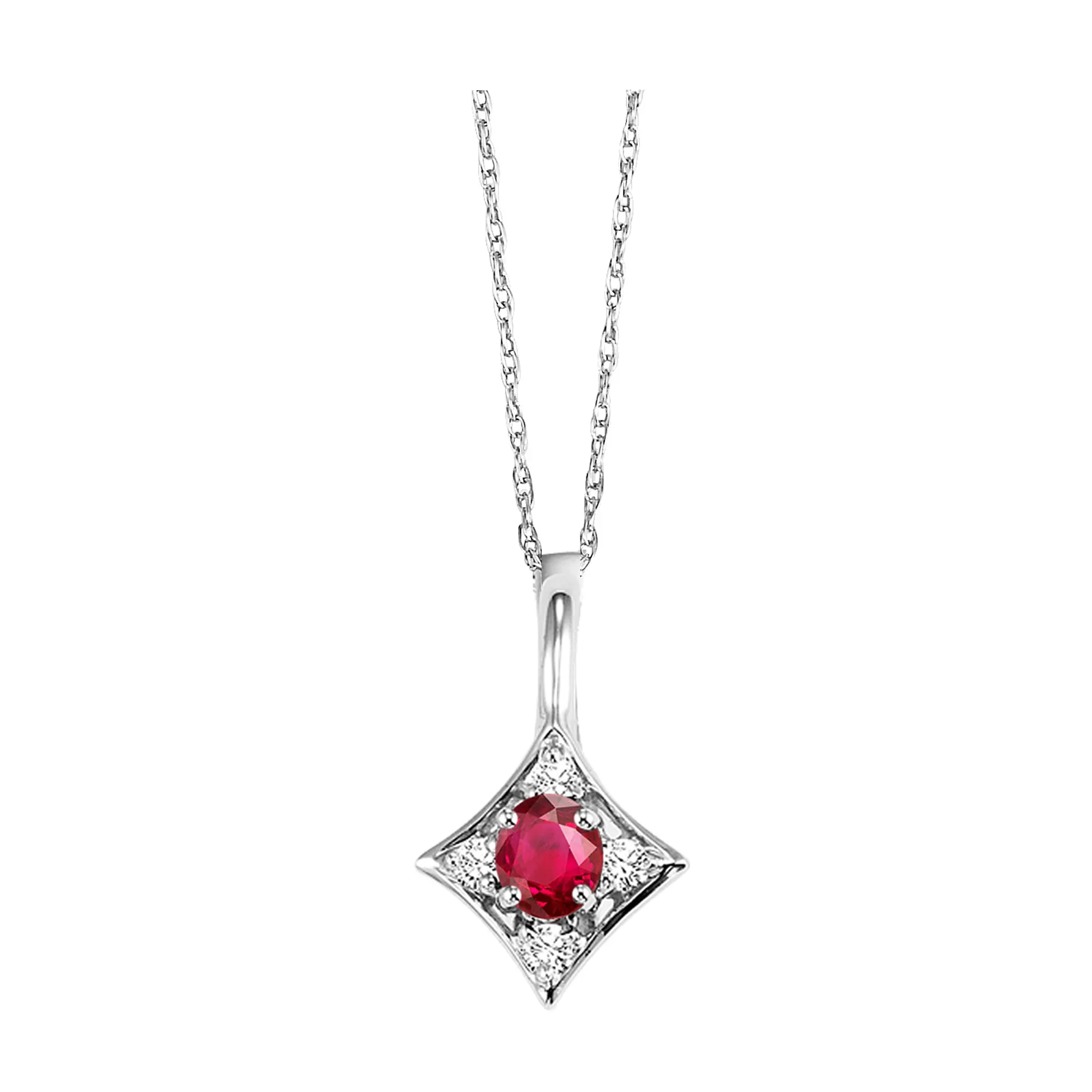 14Kt White Gold Diamond 1/20Ctw & Ruby 1/2Ctw Pendant