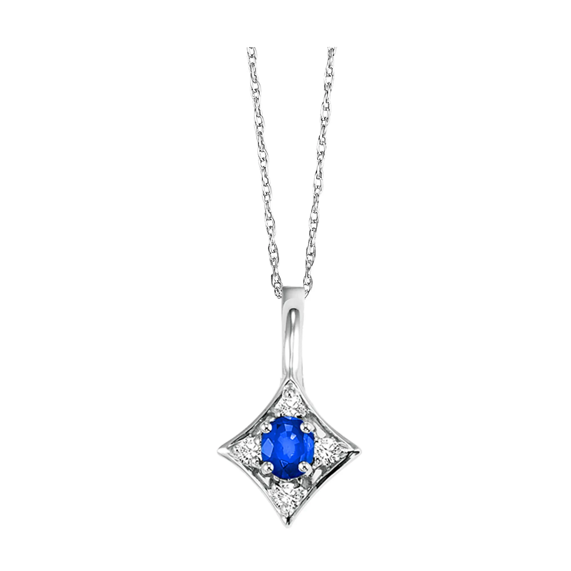 14Kt White Gold Diamond 1/20Ctw & Sapphire 1/2Ctw Pendant
