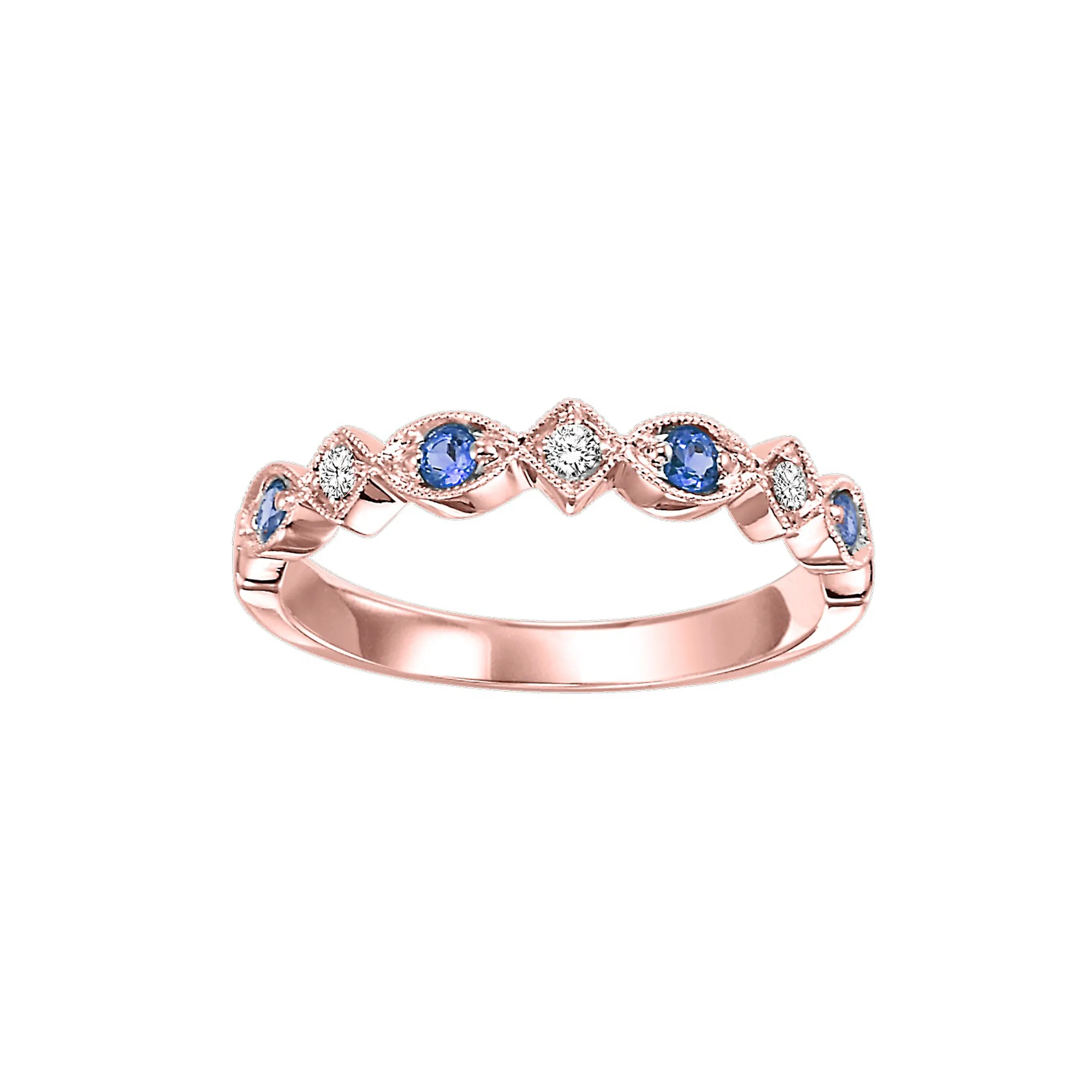 10Kt Rose Gold Diamond 1/20Ctw & Sapphire 1/6Ctw Ring