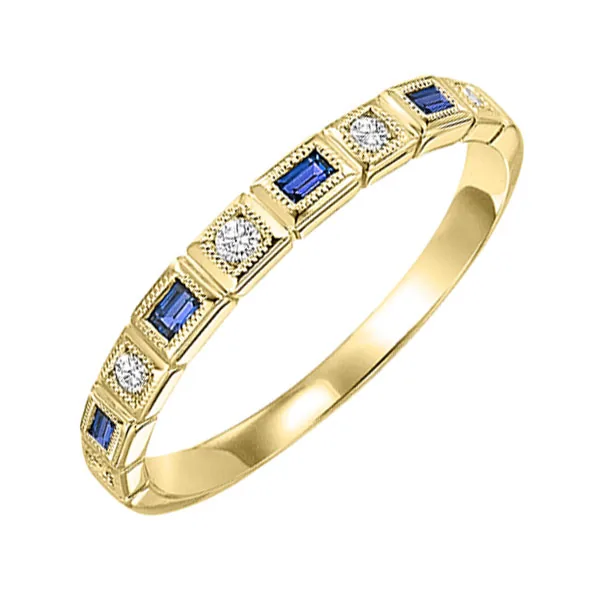 14Kt Yellow Gold Diamond 1/12Ctw & Sapphire 1/8Ctw Ring