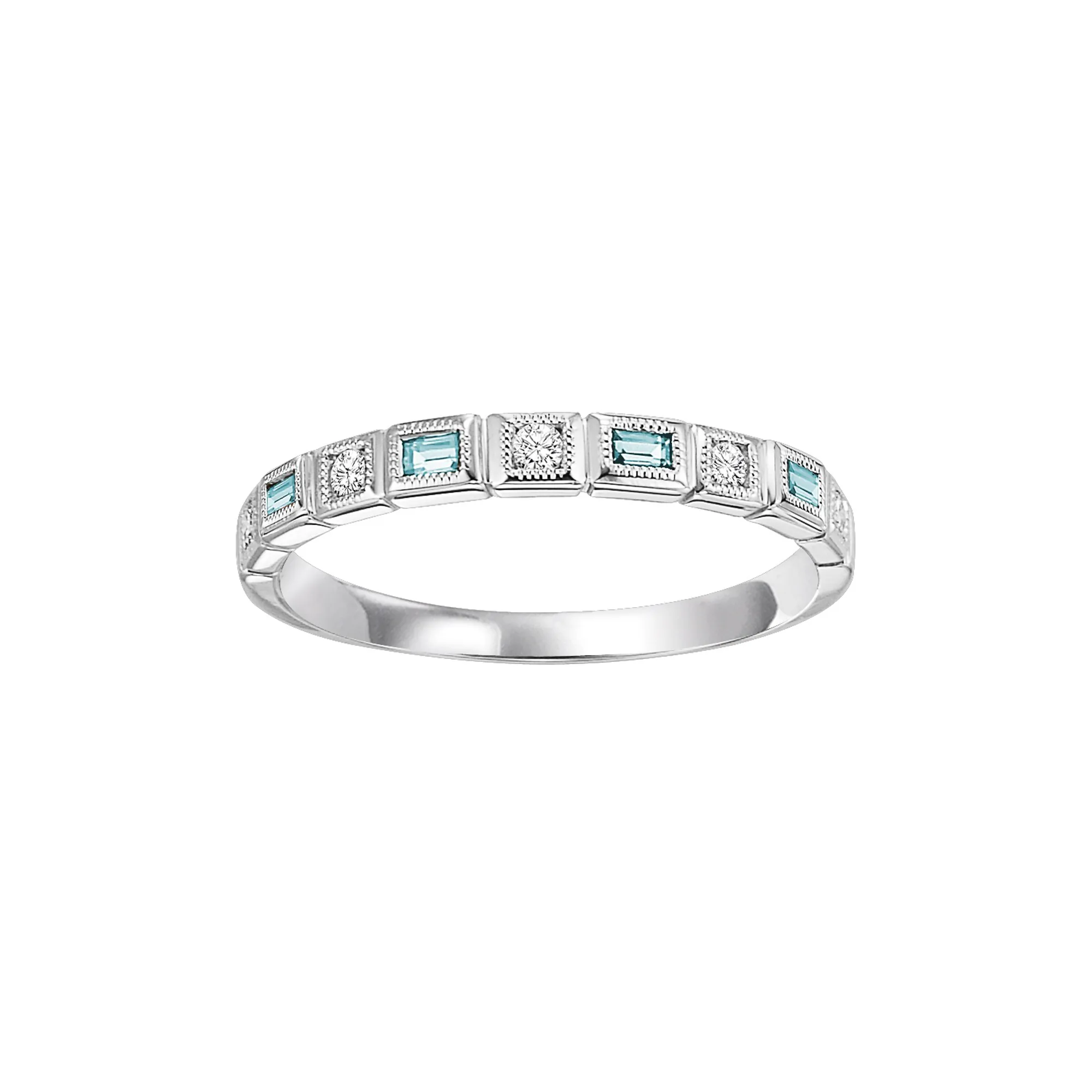 10Kt White Gold Diamond 1/10Ctw & Blue Topaz 1/6Ctw Ring
