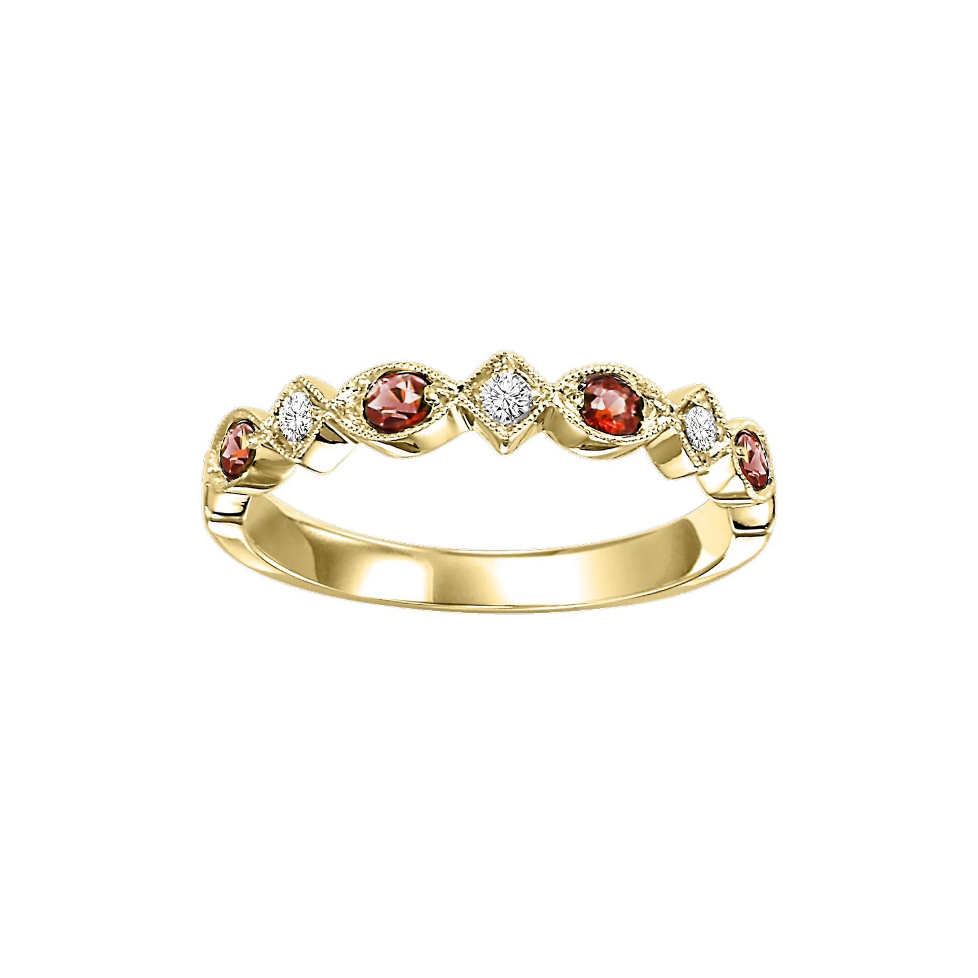 10Kt Yellow Gold Diamond 1/20Ctw & Garnet 1/6Ctw Ring