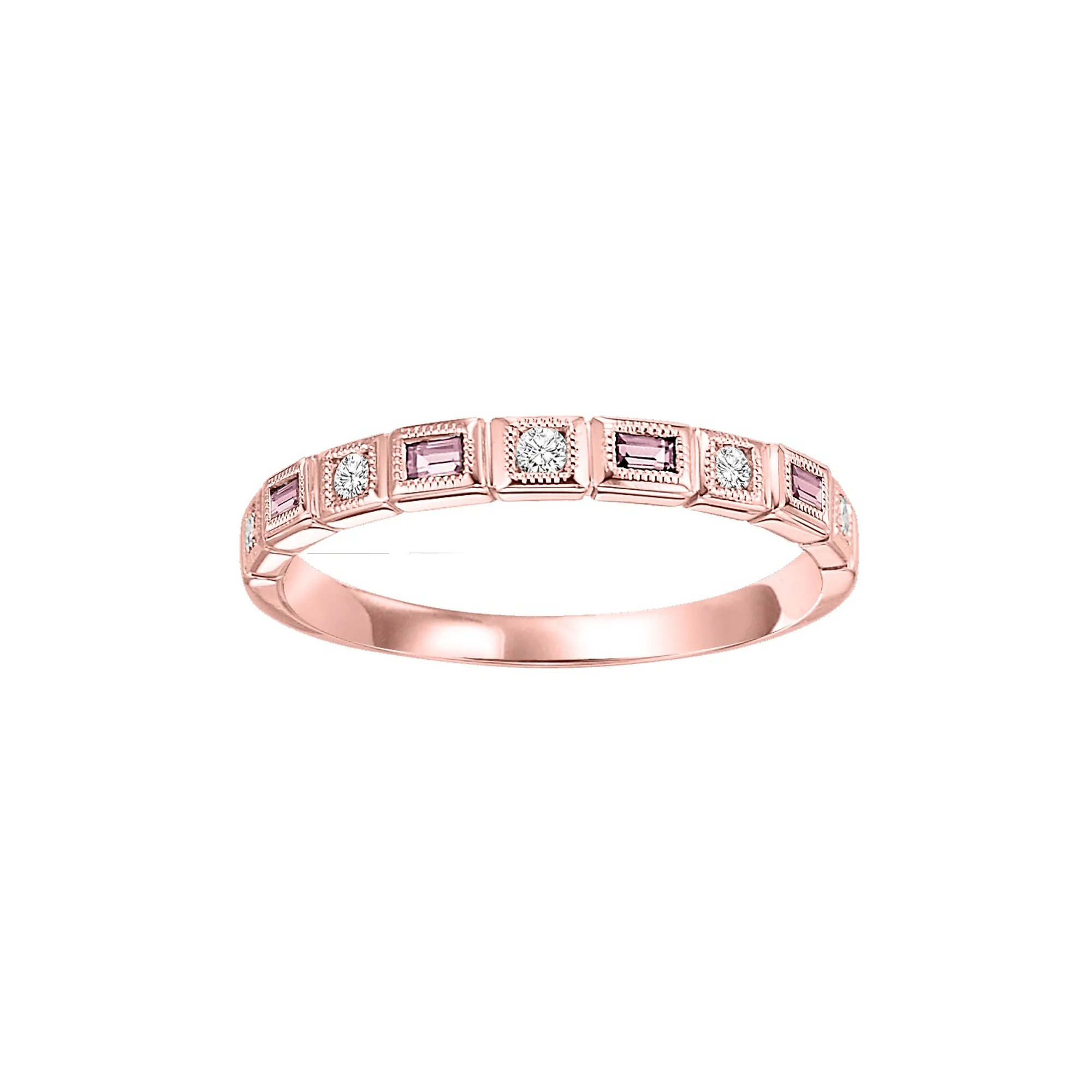 14Kt Rose Gold Diamond 1/12Ctw & Pink Tourmaline 1/8Ctw Ring