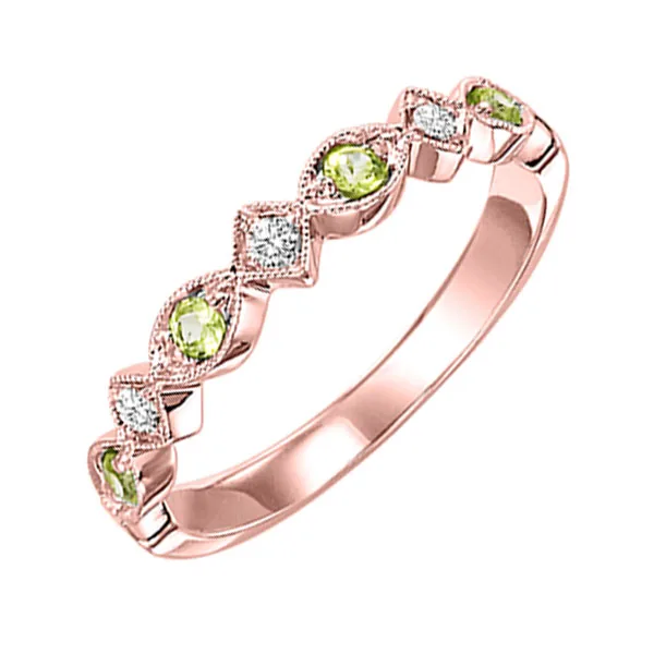 14Kt Rose Gold Diamond 1/20Ctw & Peridot 1/6Ctw Ring