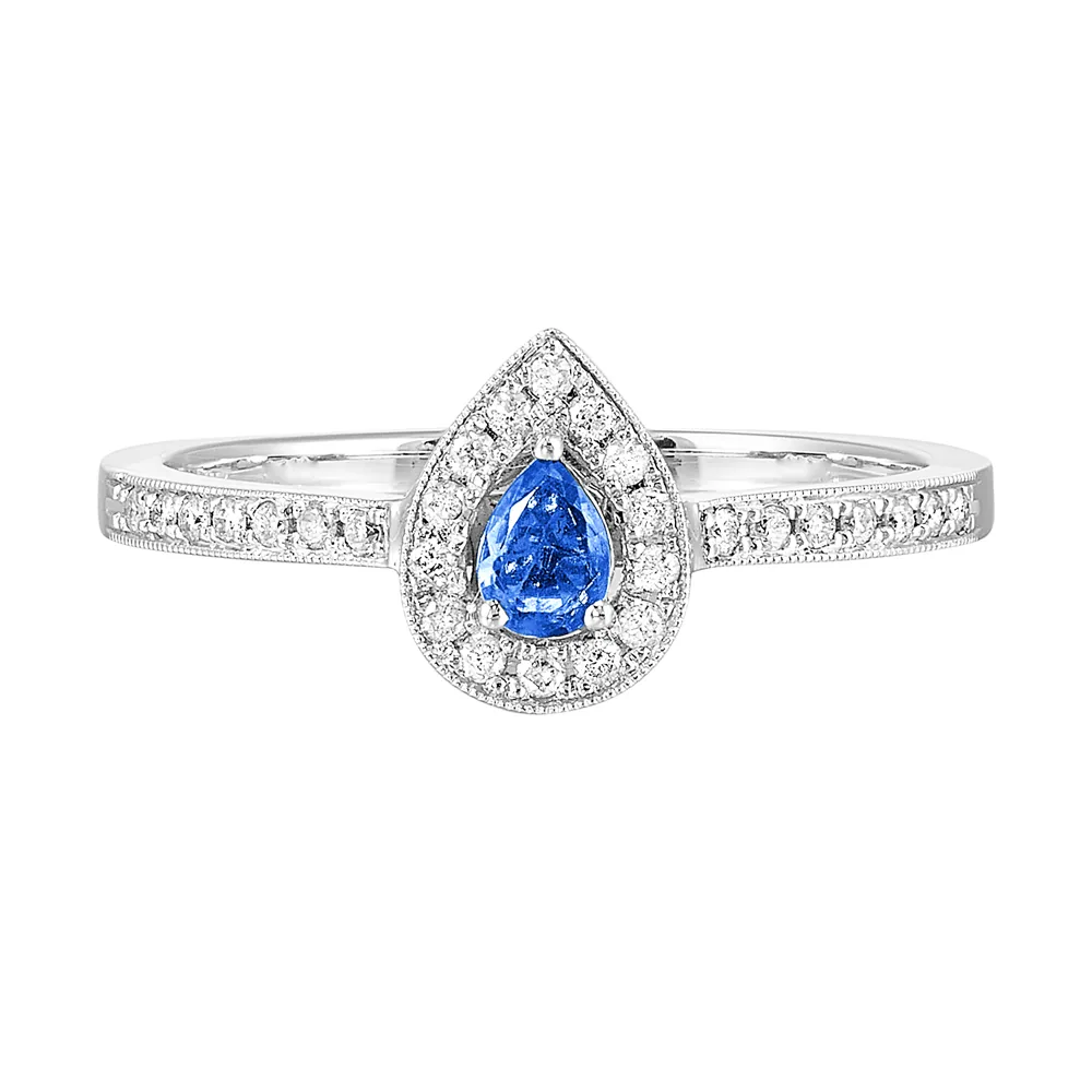 14Kt White Gold Diamond 1/7Ctw & Sapphire 1/7Ctw Ring