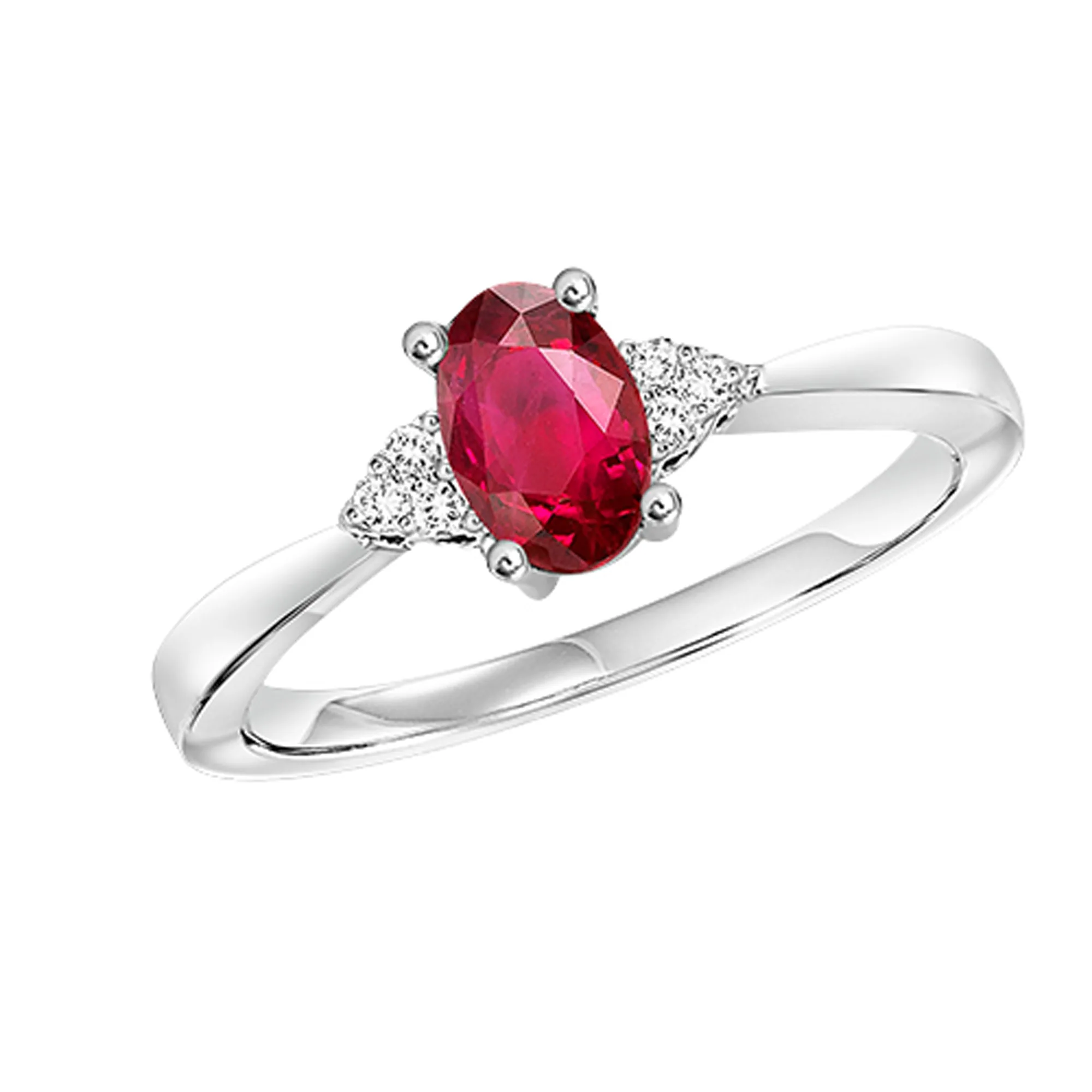 10Kt White Gold Diamond 1/25Ctw & Ruby 1/2Ctw Ring