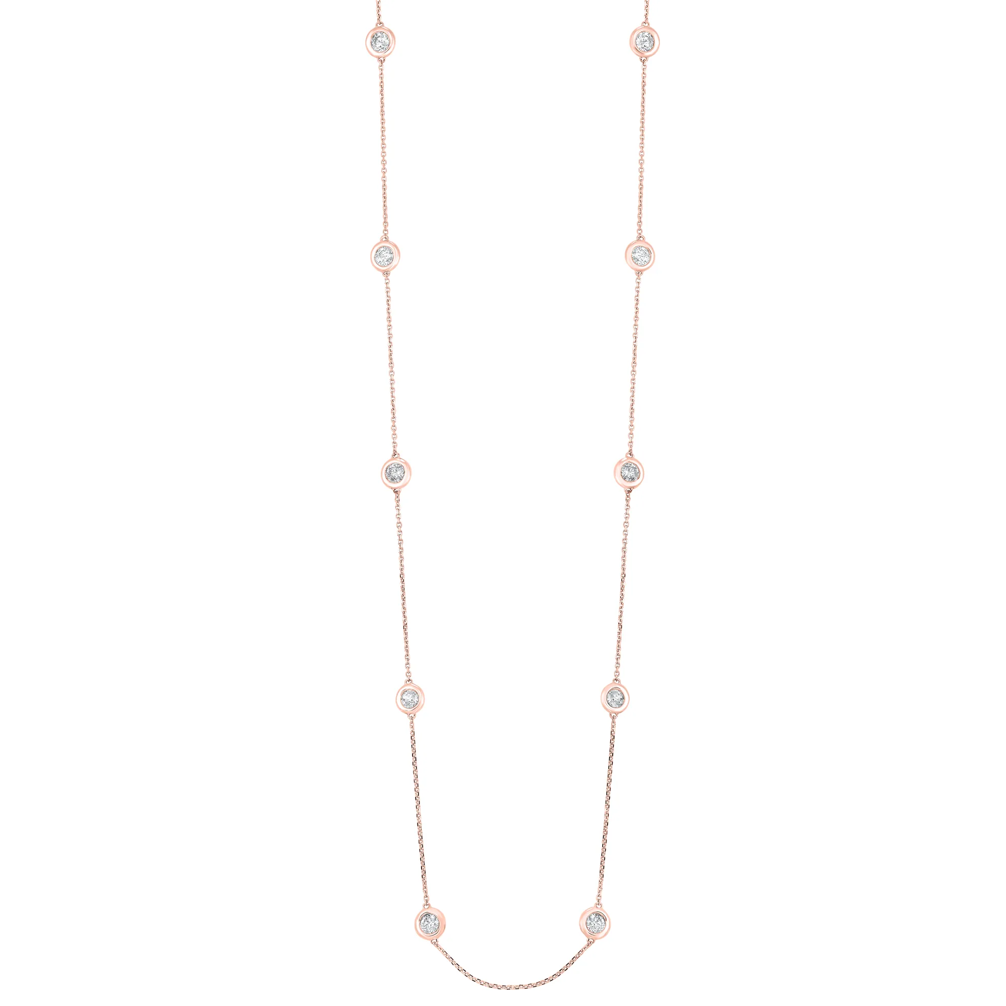 14Kt Rose Gold Diamond 2Ctw Necklace