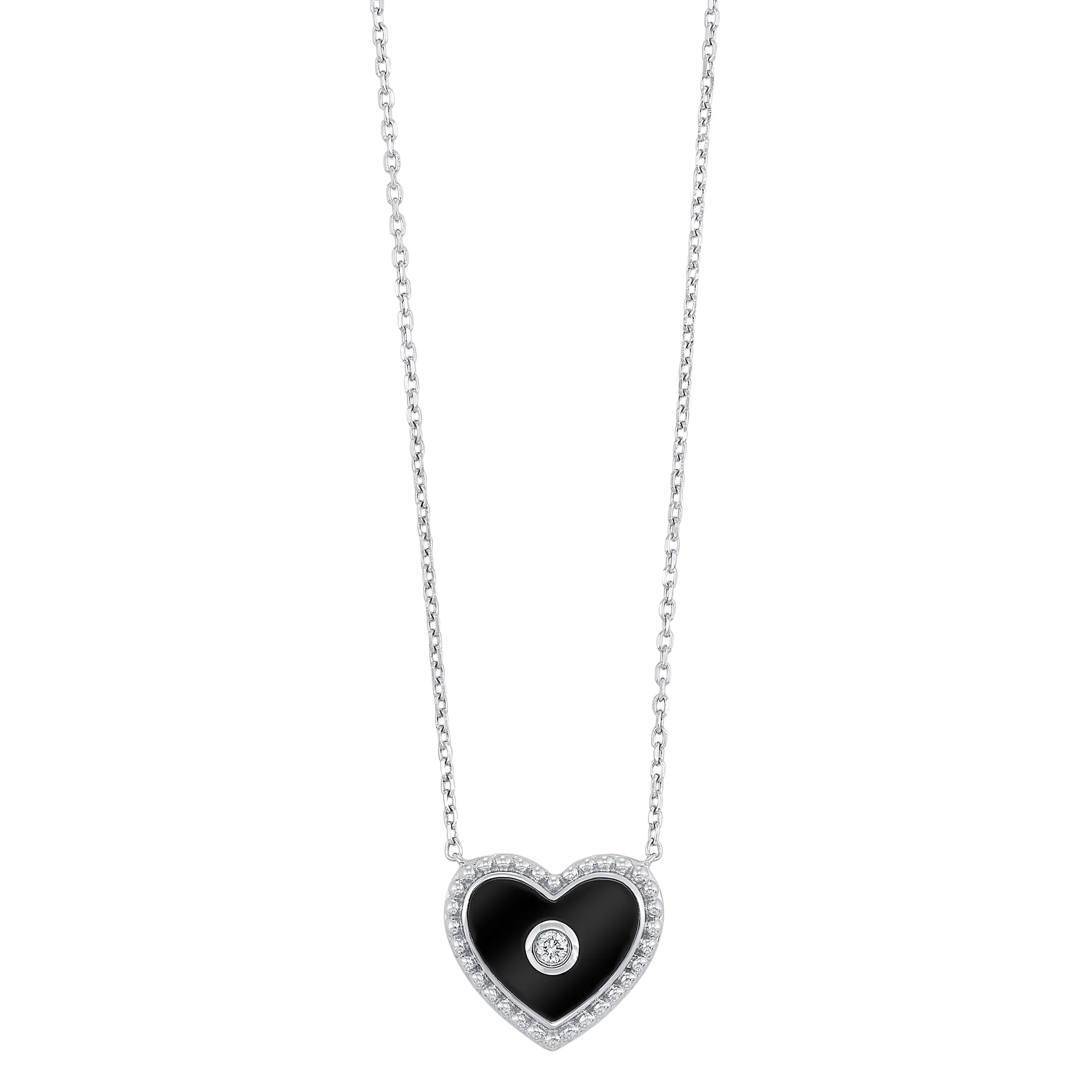 Silver White Diamond 1/50Ctw Necklace