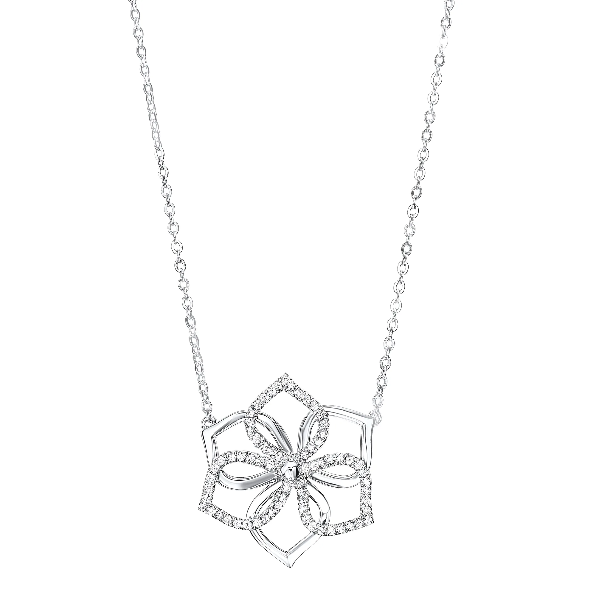 Silver White Diamond 1/5Ctw Necklace