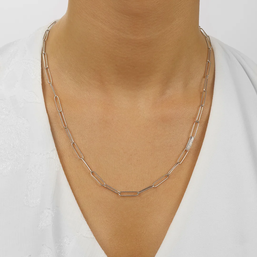 Silver White Diamond 1/10Ctw Necklace view 2