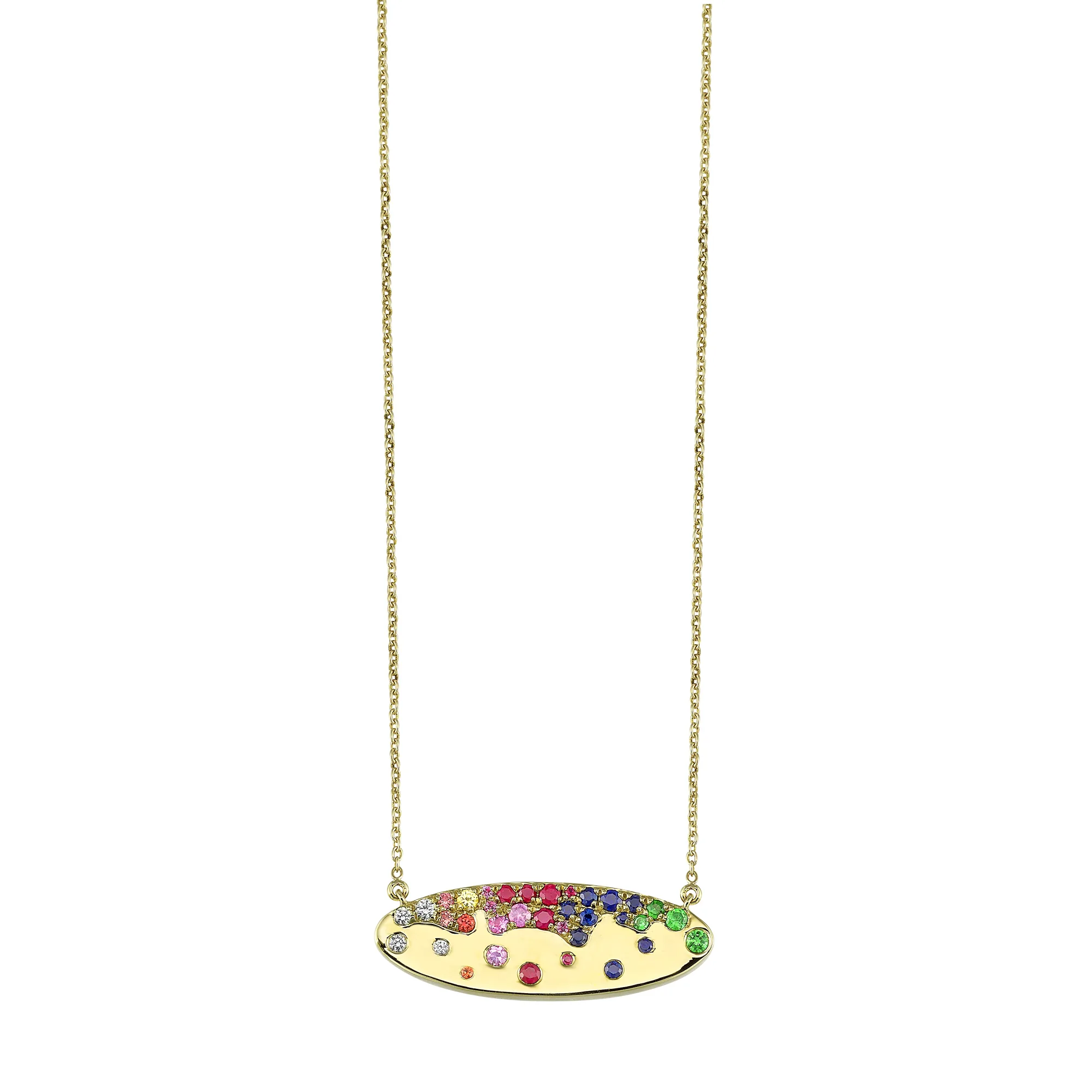 10Kt Yellow Gold & Mix Colorstone 5/8Ctw Necklace