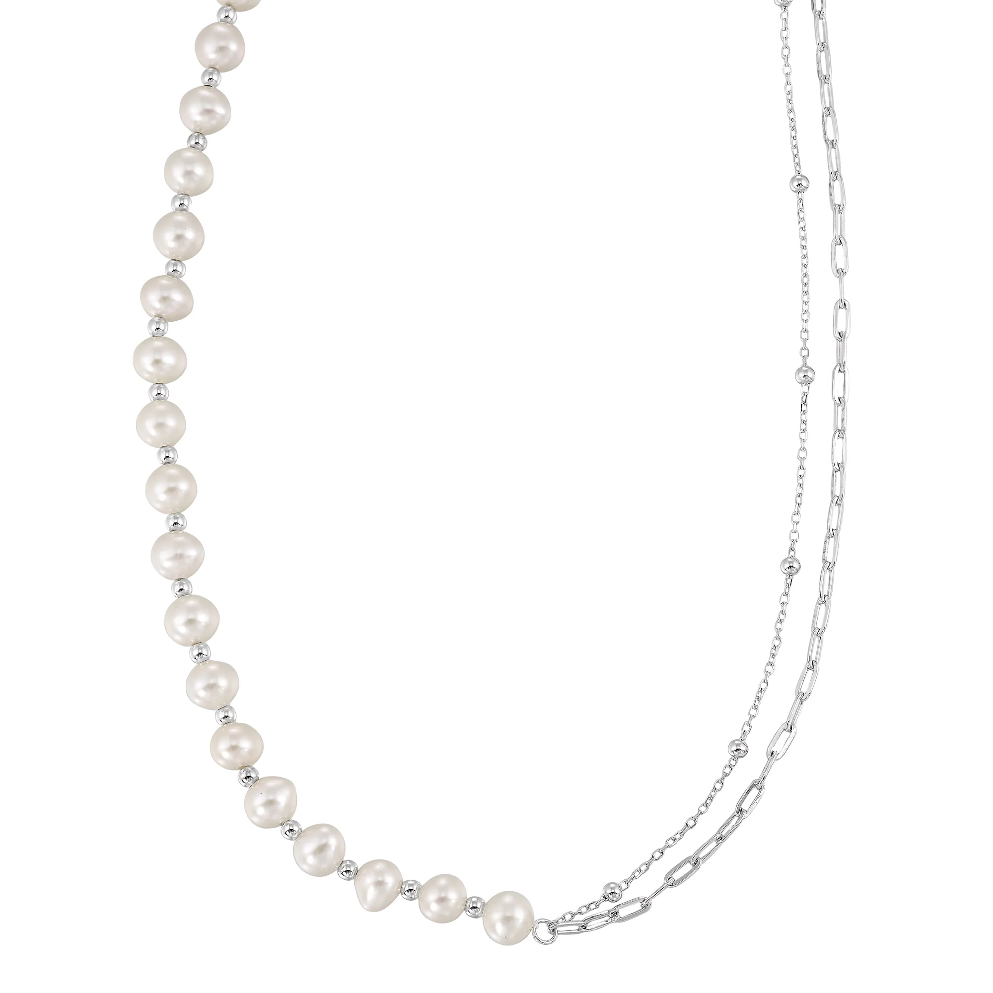 Silver Pearl Necklace view 2