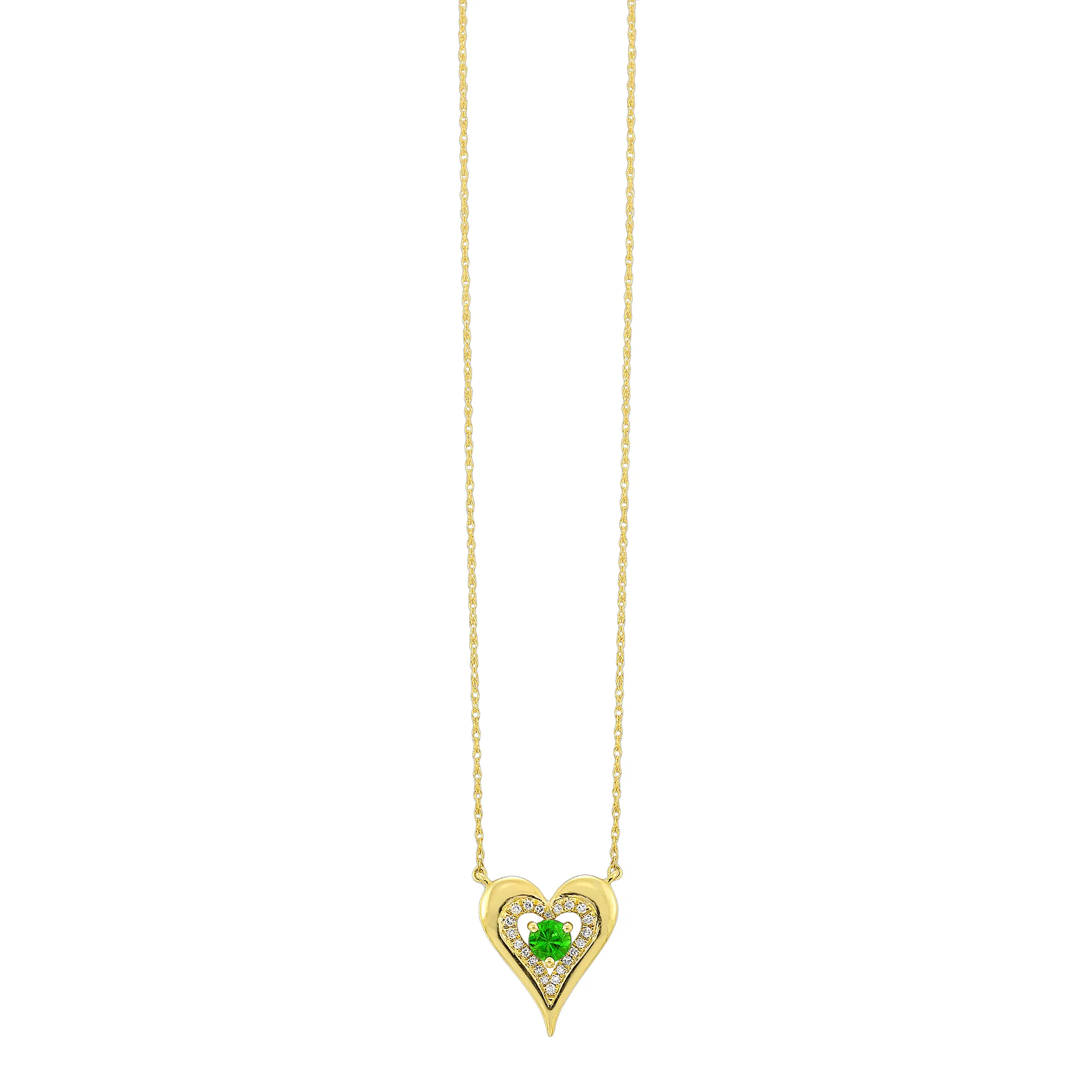10Kt Yellow Gold Diamond 1/20Ctw & Emerald 1/6Ctw Pendant