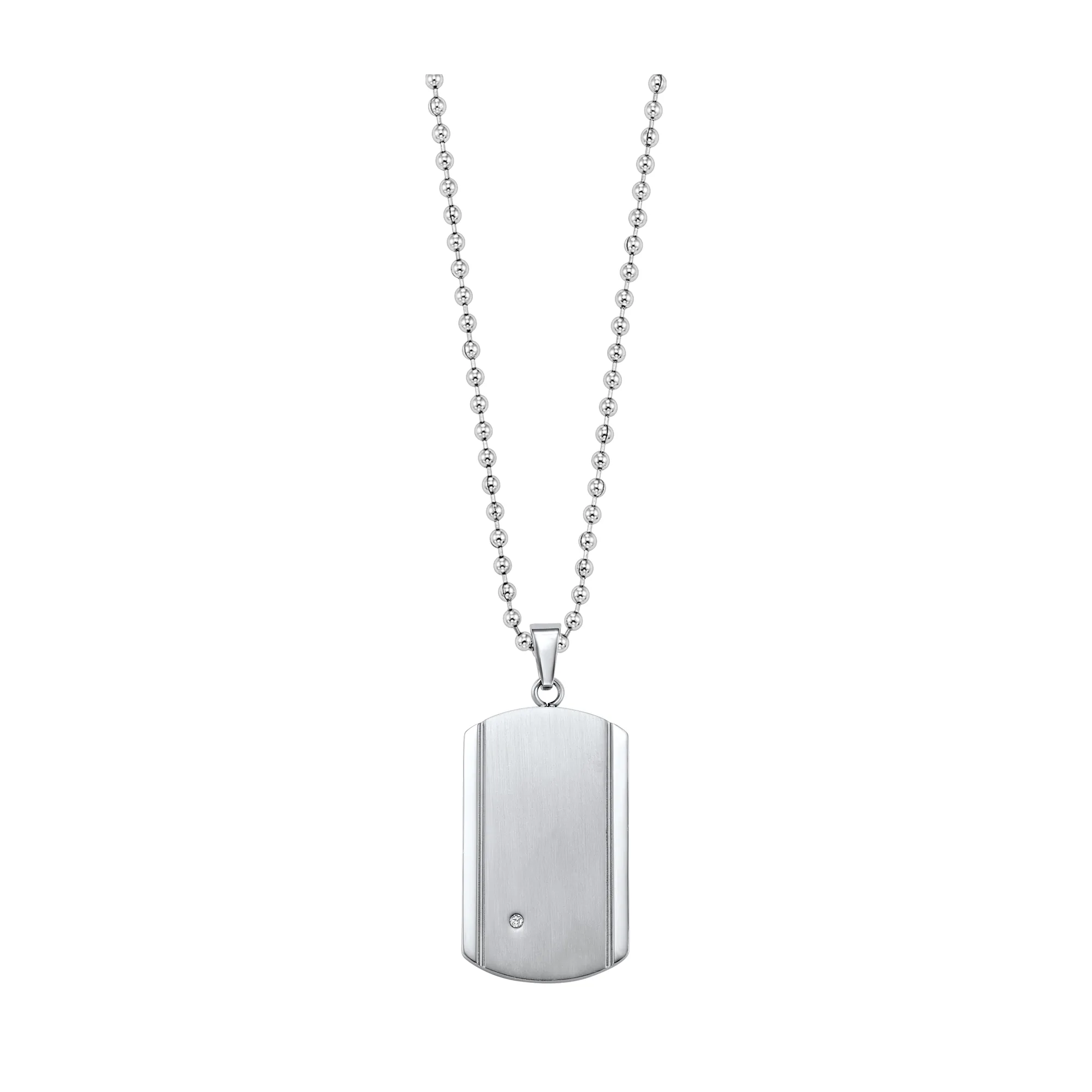 Steel White Diamond 1/50Ctw Pendant