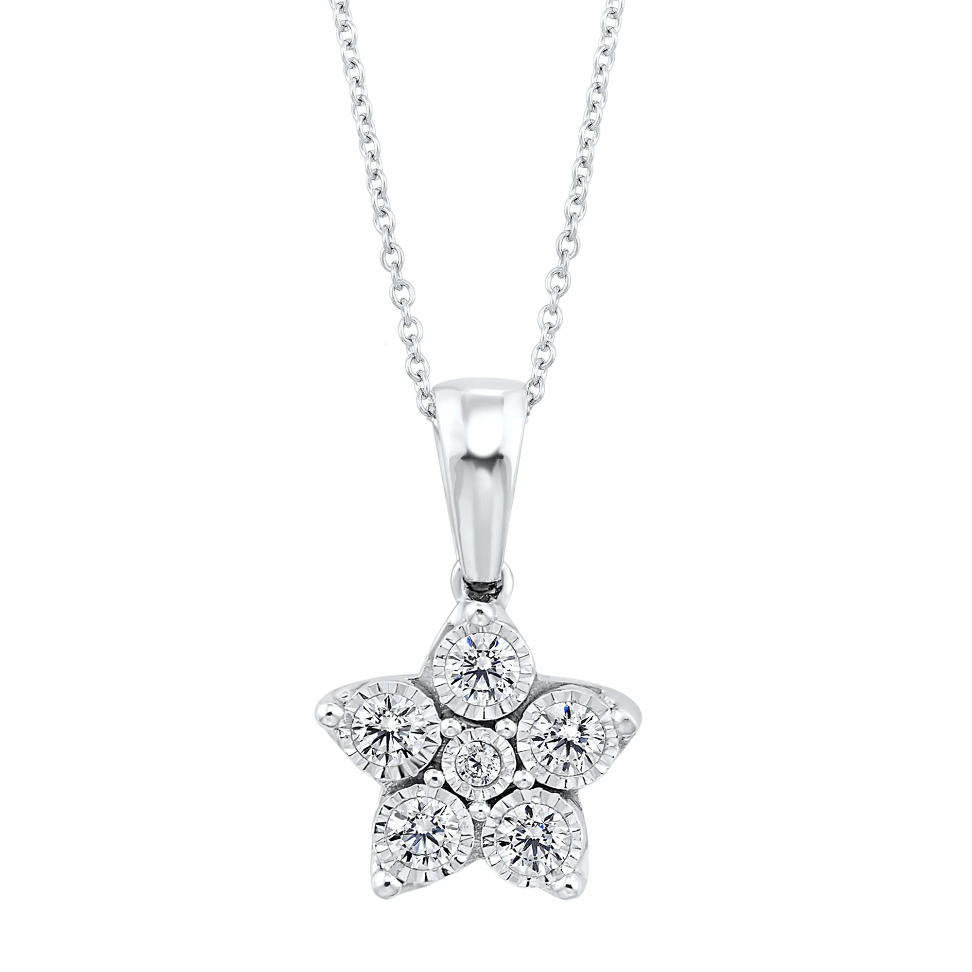 Silver White Diamond 1/25Ctw Pendant
