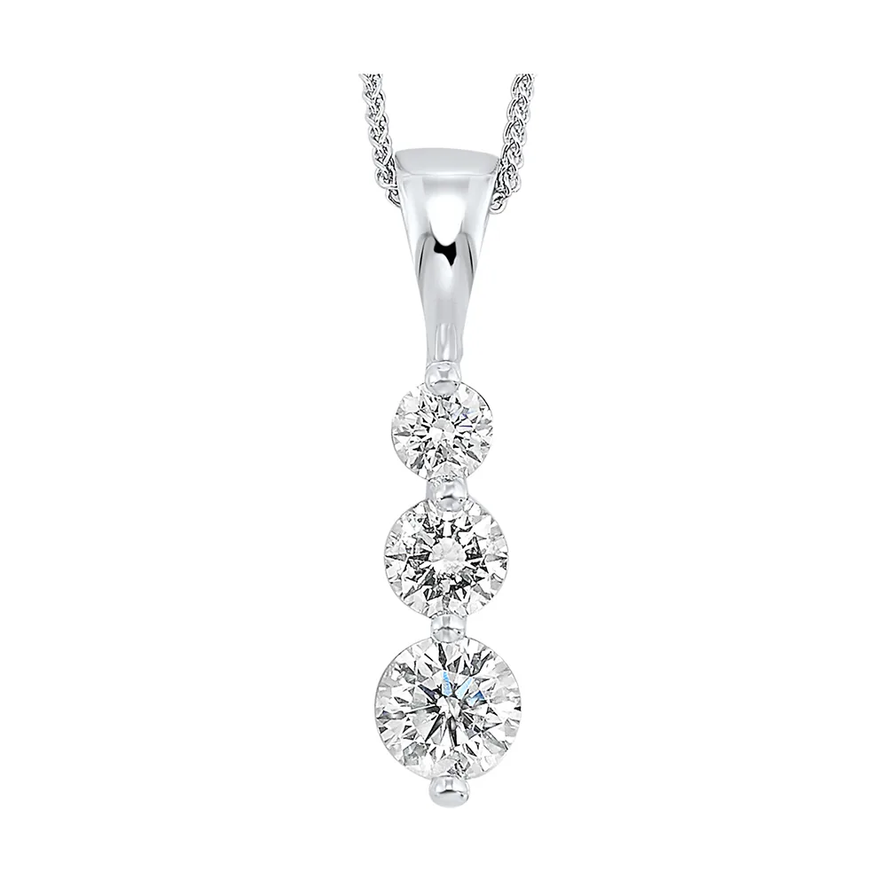 14Kt White Gold Diamond 1Ctw Pendant