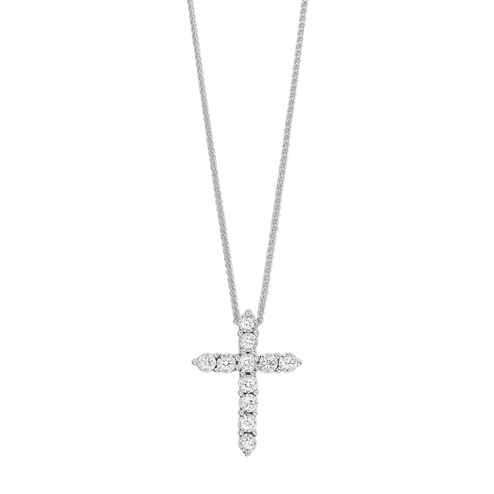 Silver White Diamond 1/10Ctw Pendant